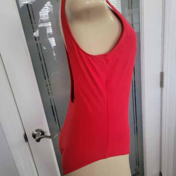 No Boundaries Juniors' Solid One-Piece Swimsuit Baywatch Red - Picture 9 of 15